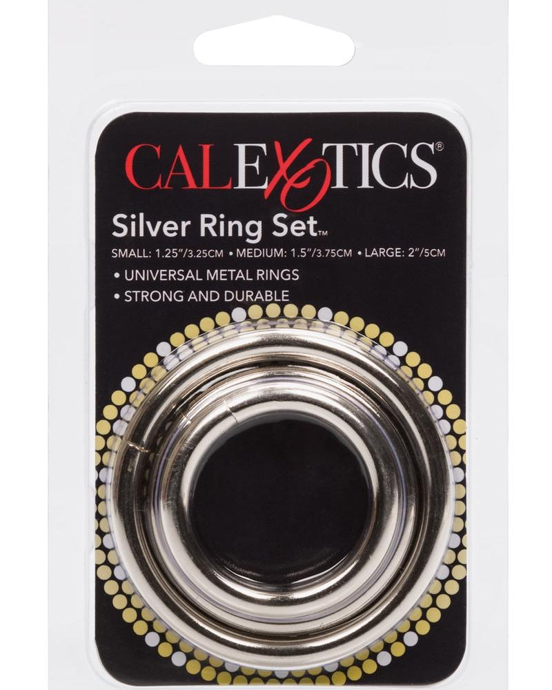 Silver Cock Ring 3 Piece Set