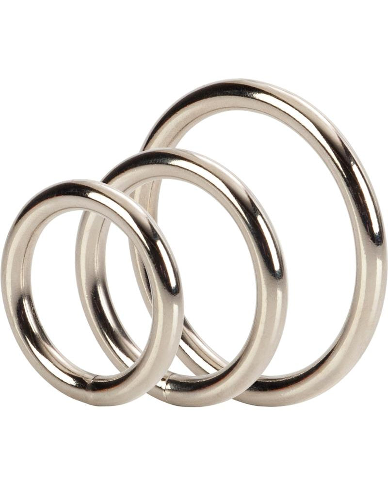 Silver Cock Ring 3 Piece Set