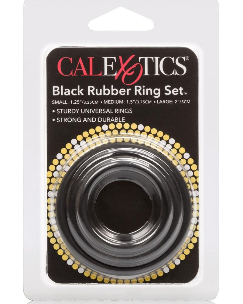 Rubber Cock Ring Black 3 Piece