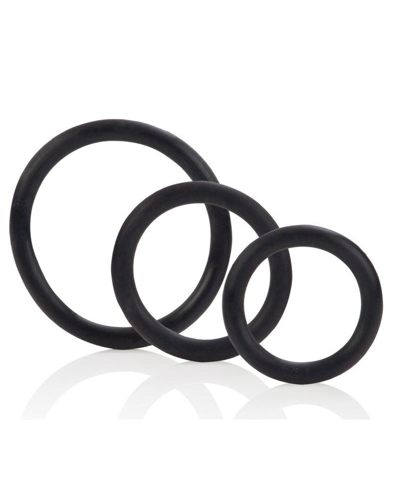 Rubber Cock Ring Black 3 Piece