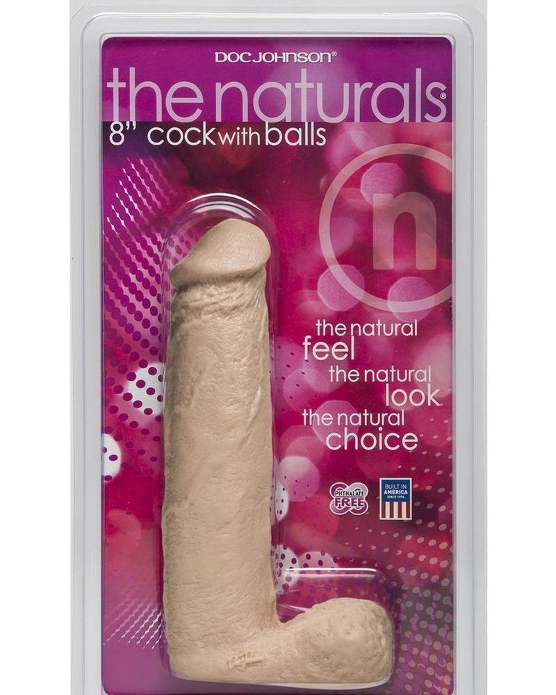 Dong with balls (harness compatible) - Flesh