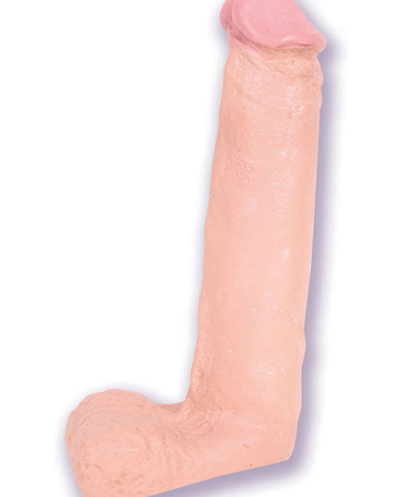 Dong with balls (harness compatible) - Flesh