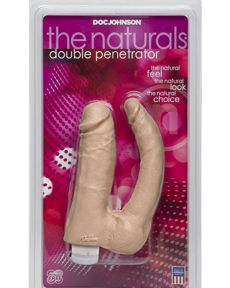 Penetrador doble vibrador de color carne The Naturals