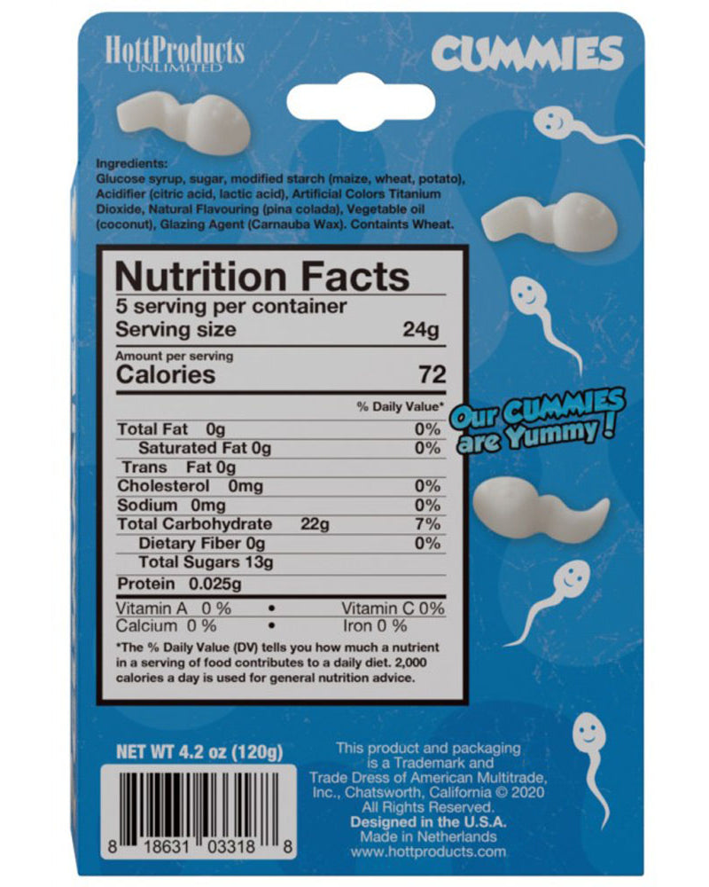 "Sperm Shape Gummies Pina Colada Flavored 4.2oz HTP3318"