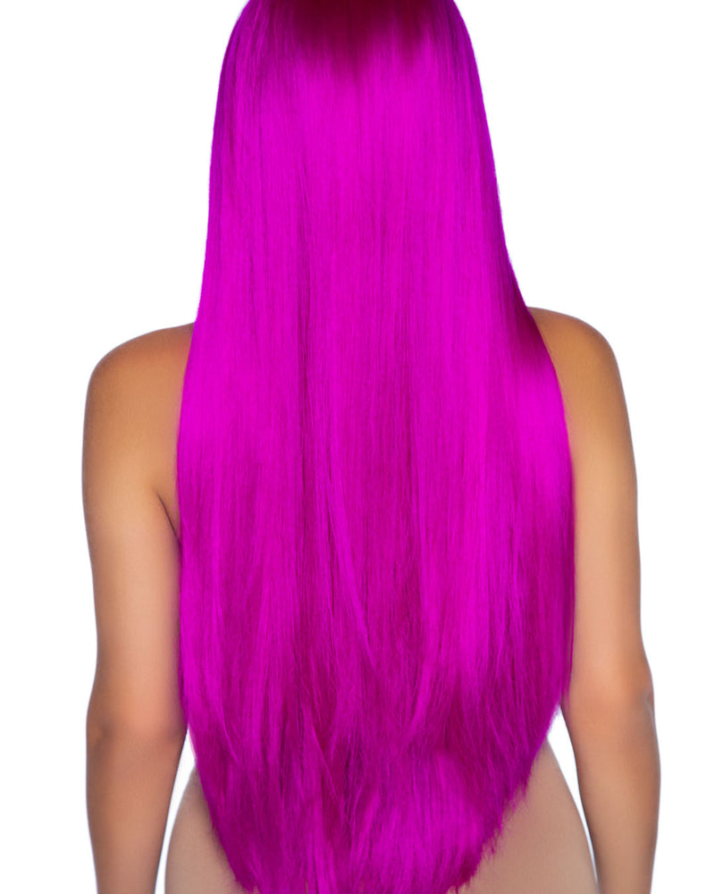 33 Inch Long Straight Center Part Wig - Raspberry