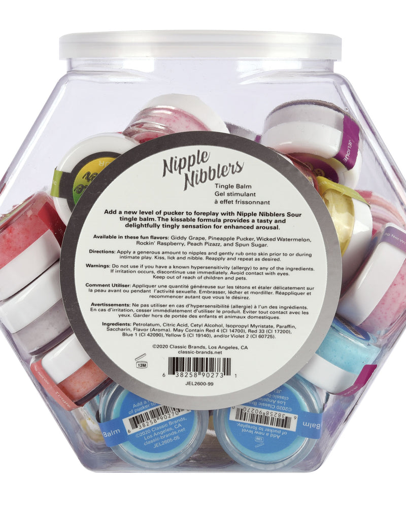 "Nipple Nibbler Sour Tingle Balm Assorted - 36 Pc. Bowl - 3g Jar JEL2600-99"