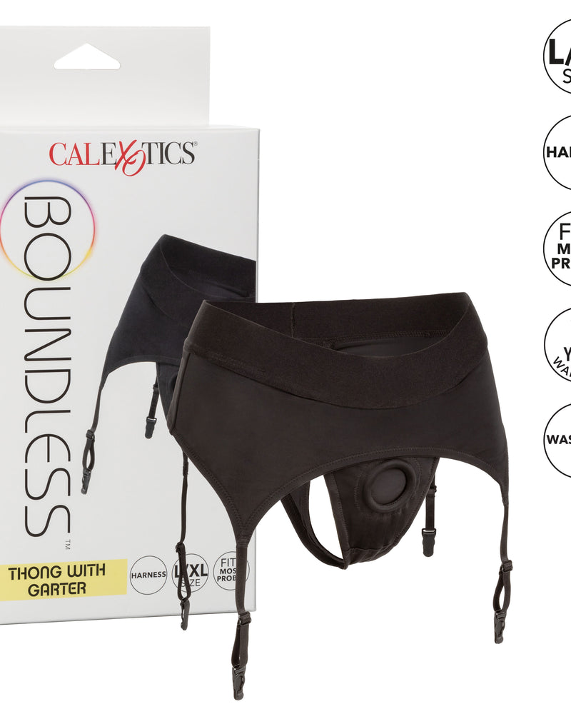 "Boundless Thong With Garter - L/xl - Black SE2701193"