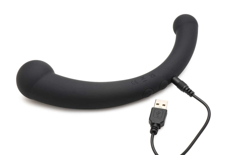 10x Vibra-Crescent Silicone Dual Ended Dildo - Black MS-AH112-BLK