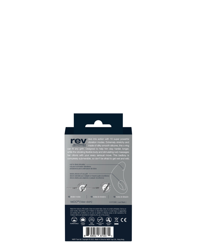 "Rev Rechargeable Vibrating C-Ring - Black VI-R1008"