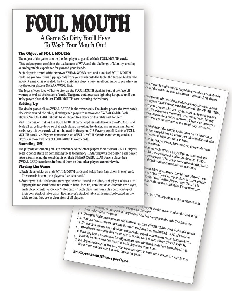 "Foul Mouth Card Game LG-BG118"