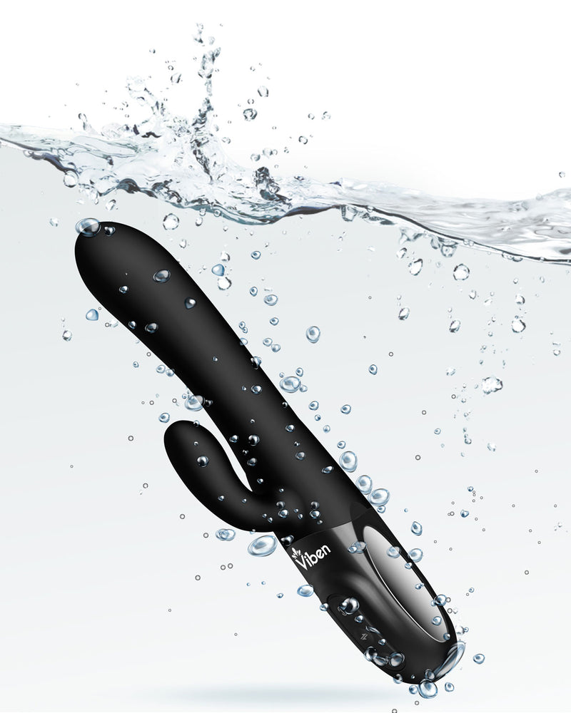 "Hypnotic - Black - Thrusting Rabbit with Swinging Clitoral Stimulator VB-66108"