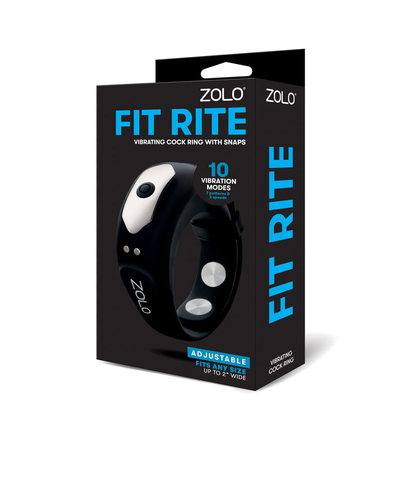 "Zolo Fit Rite Vibrate Cock Ring with Snaps - Black X-ZO-6071"