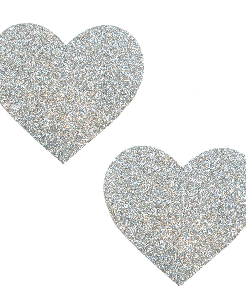 "Silver Pixie Dust Glitter Heart Pasties NN-SPD-HRT-NS"