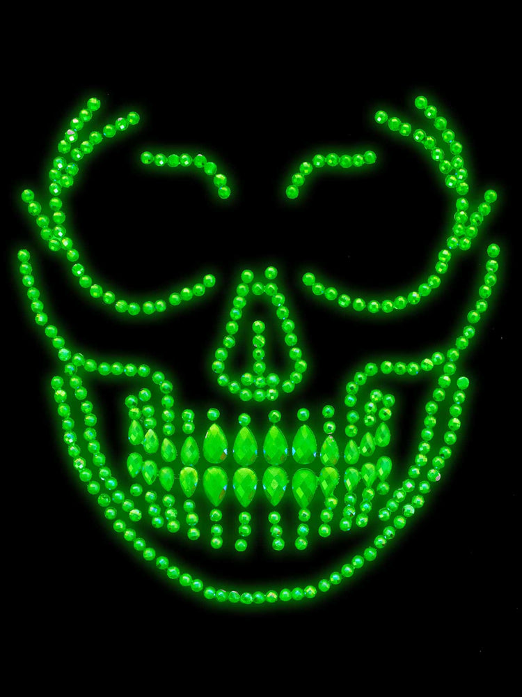 "Glow in the Dark Skull Face Jewels Sticker LA-EYE048"