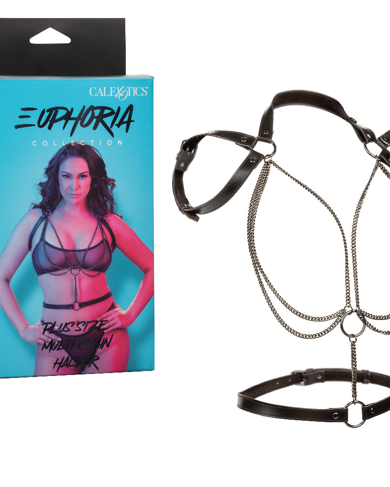 "Euphoria Collection Plus Size Multi Chain Halter - Black SE3101263"