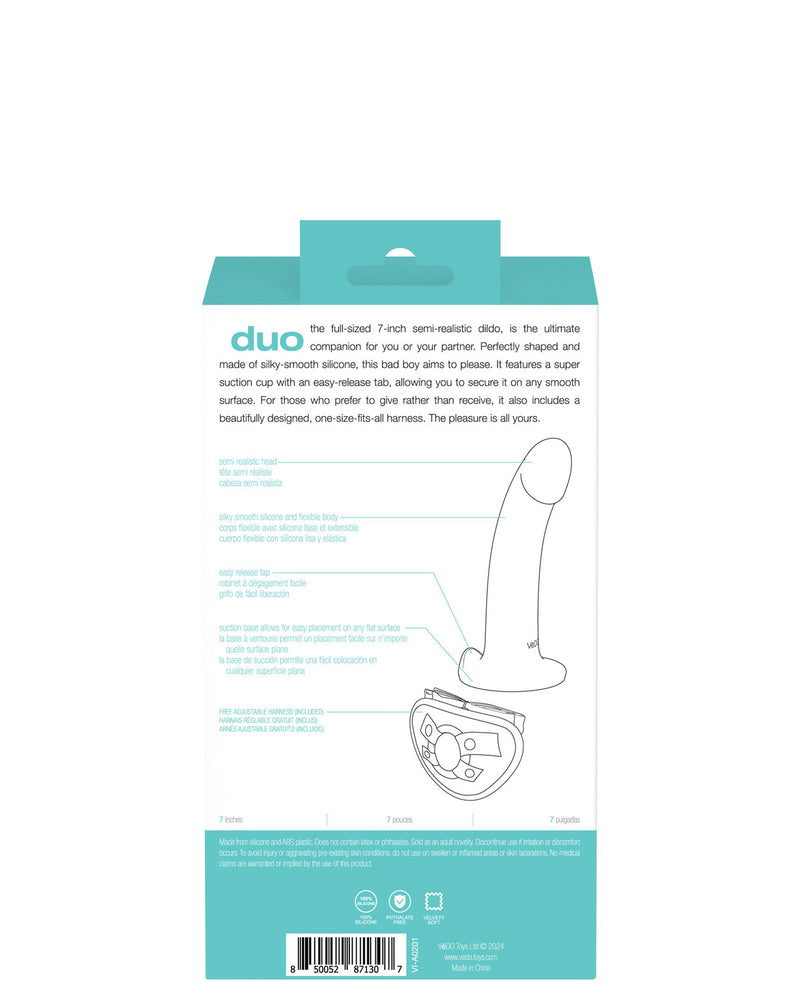 Duo Semi-Realistic Dildo With Harness - Turquoise/black