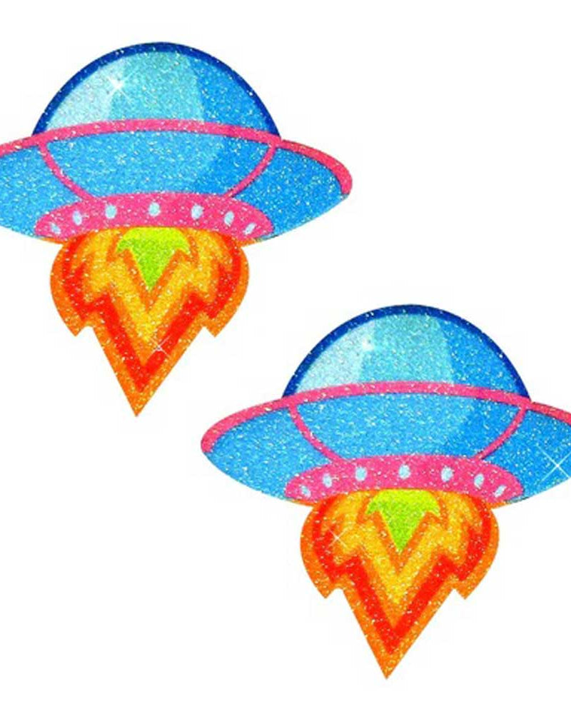 "Freaking Awesome Blue Ufo Glitter Nipple Cover Pasties NN-FA-UFO-NS"