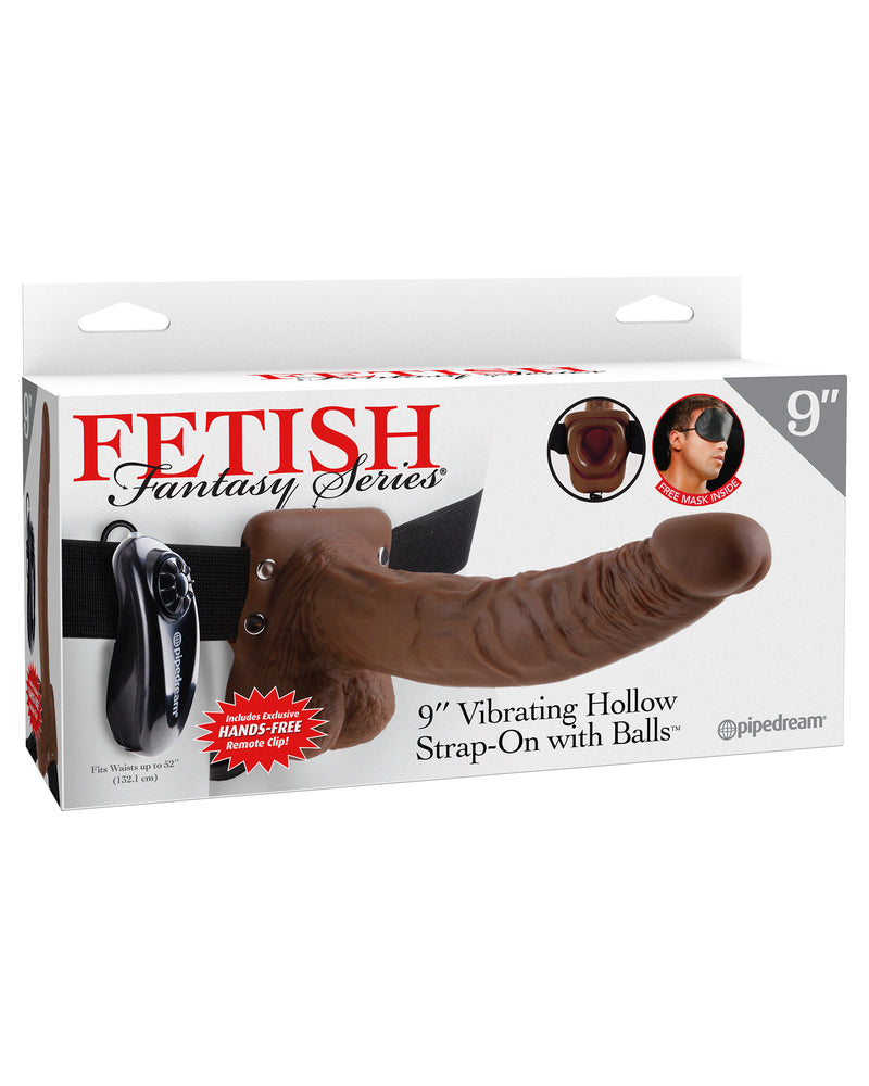 Fetish Fantasy Series 9-Inch Vibrating Hollow Strap-on With Balls - Brown