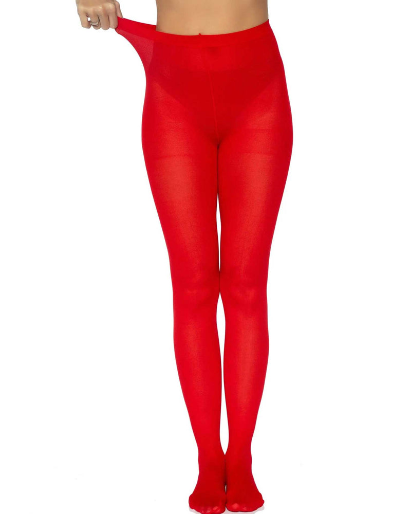 Nylon Tights - One Size - Red