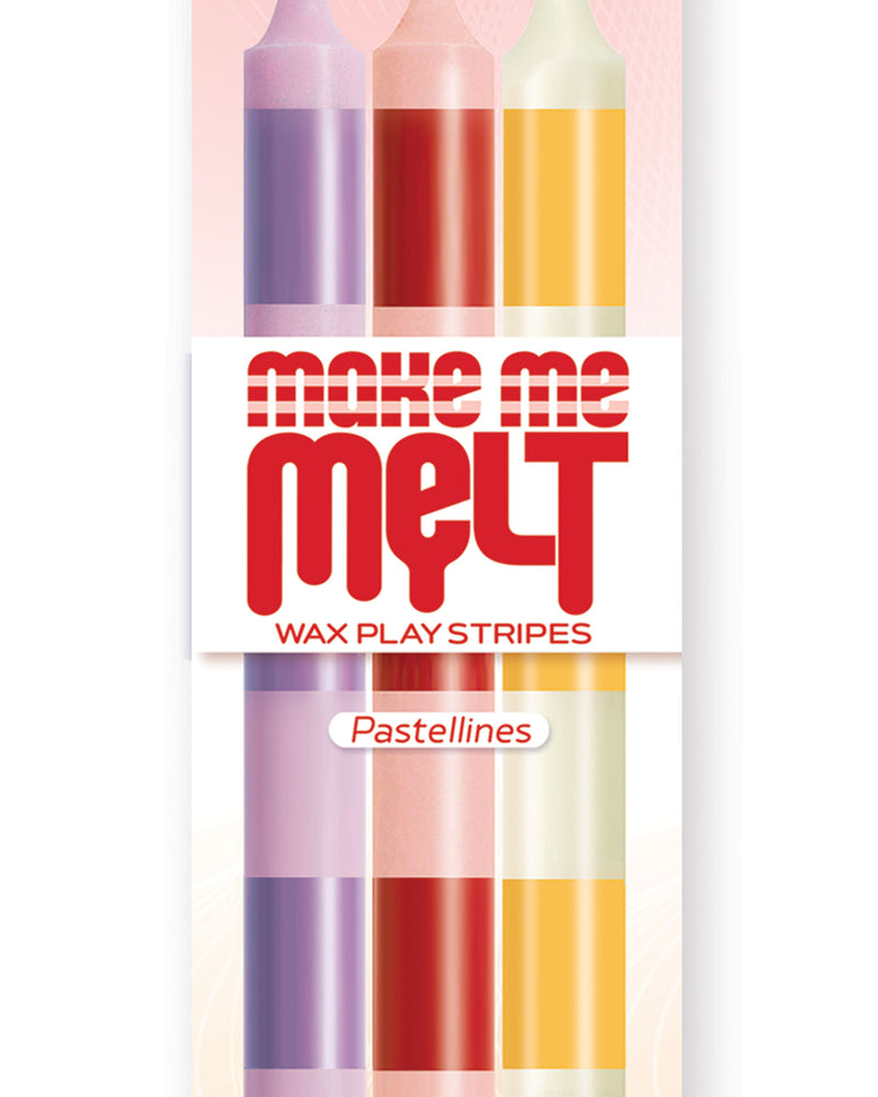 The 9's Make Me Melt Sensual Warm Drip Candles 3pk Stripes Pastellines