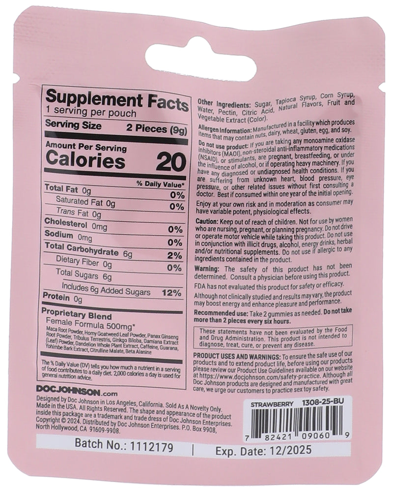 "Spanish Fly - Female Sex Gummies - 12 Pack - 2 Pcs Per Pack - Strawberry DJ1308-25-BX"