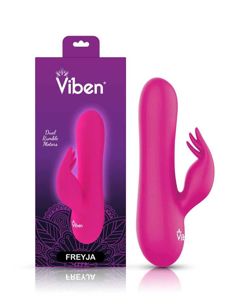 Freyja - Hot Pink - Intense Mini Rabbit Vibe With Triple Tickling Clitoral Stimulator