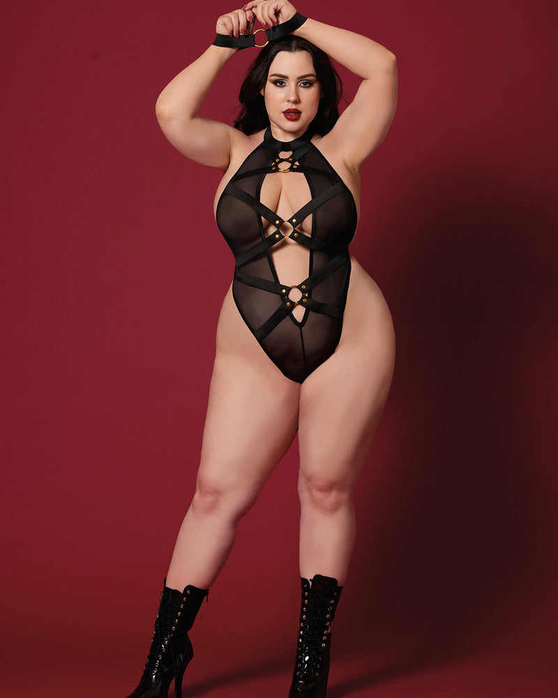 "Fetish Teddy and Restraints Dmnd - Queen Size - Black DG-12816XBKQS"