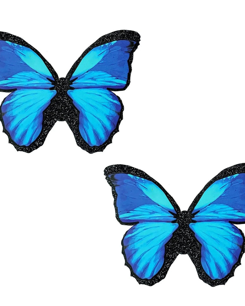"Beautiful Blue Black Glitter Butterfly Nipple Cover Pasties NN-BLU-BTF-BM"