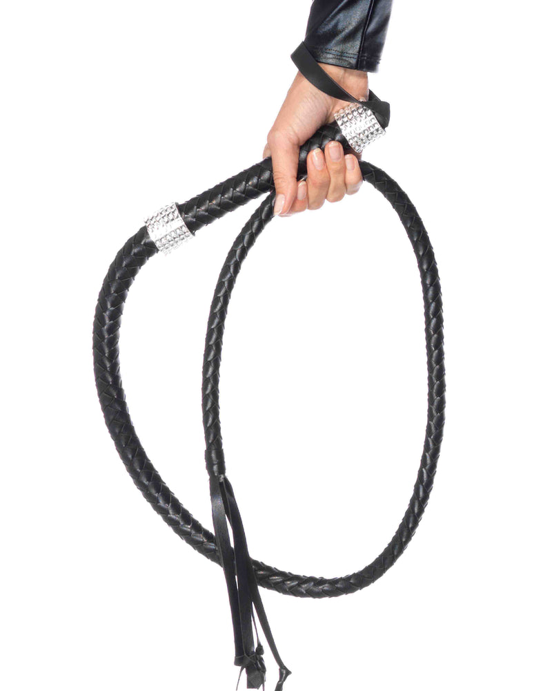 "Rhinestone Handle Whip - Black LA-2626"
