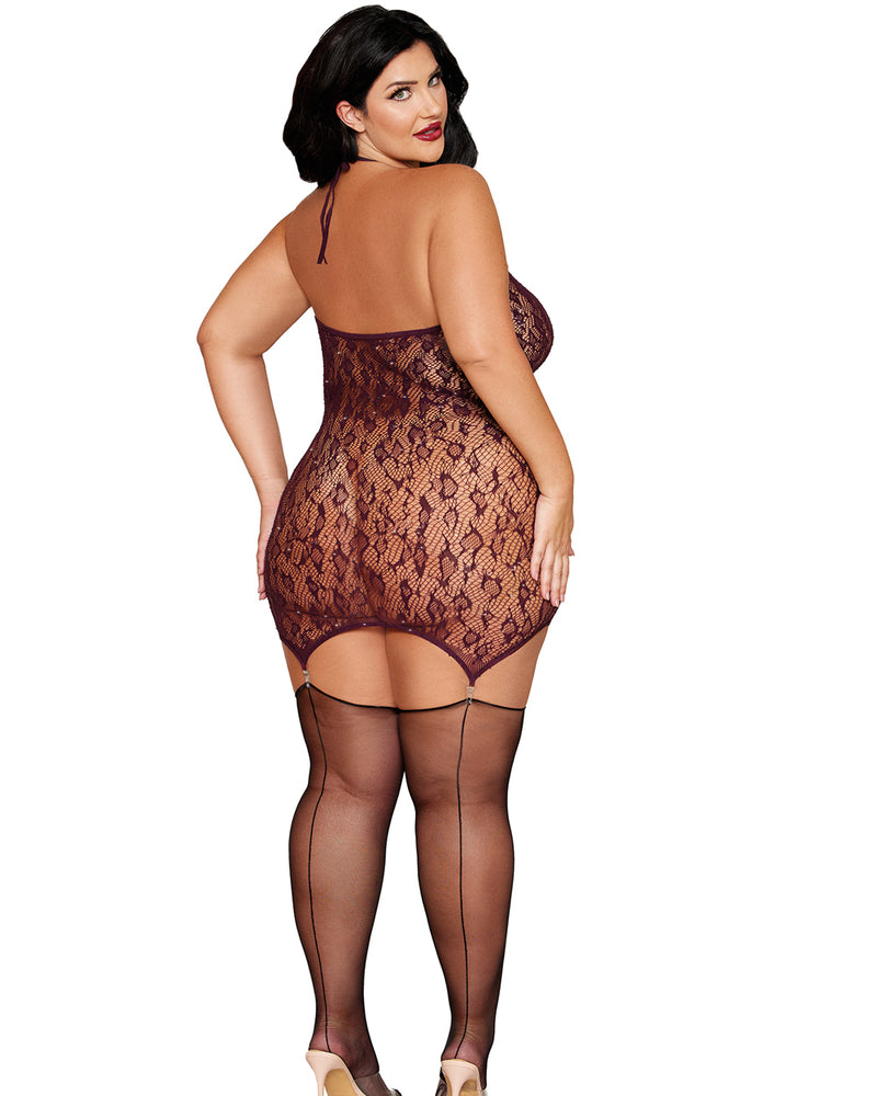 Garter Slip Dmnd - Queen Size - Cherry Lacquer