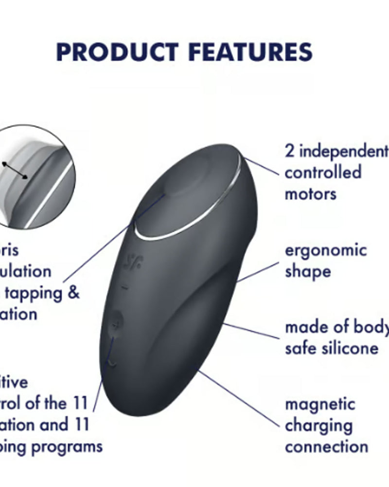 "Satisfyer Tap and Climax 1 Vibrator - Grey SAT-4046013"