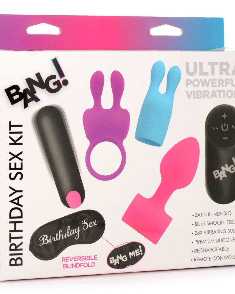 "Birthday Sex Kit - C-Ring, Plug, C-Stim, Bullet and Blindfold BNG-AG706"