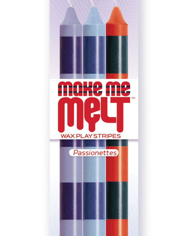 The 9's Make Me Melt Sensual Warm Drip Candles 3pk Stripes Passionettes