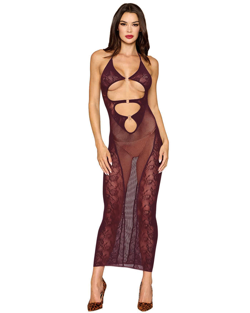 "Bodystocking Gown and Shrug Dmnd - One Size - Cherry Lacquer DG-0523BGOS"