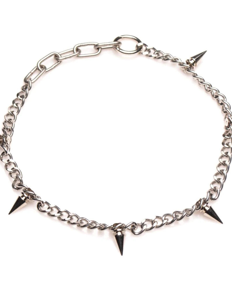 Punk Spiked Necklace Silver