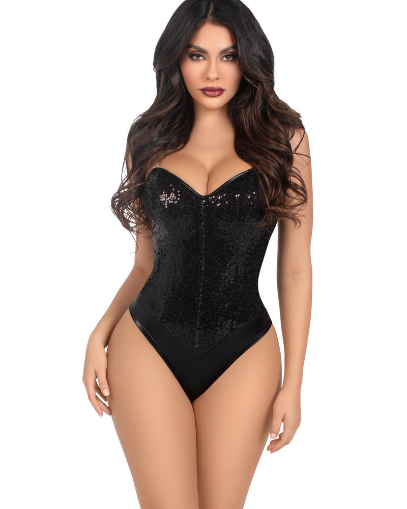 Sequin Bodysuit - Small - Black