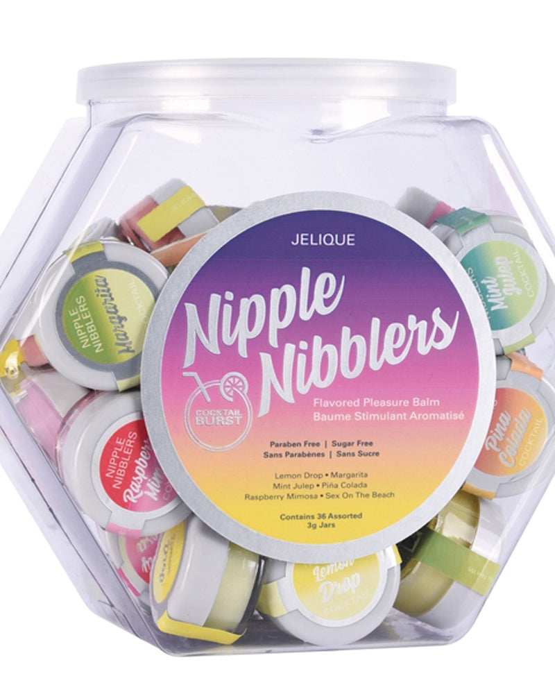 "Nipple Nibblers Cocktail Pleasure Balm Assorted - 36 Pc Bowl - 3g Jar JEL2700-99"