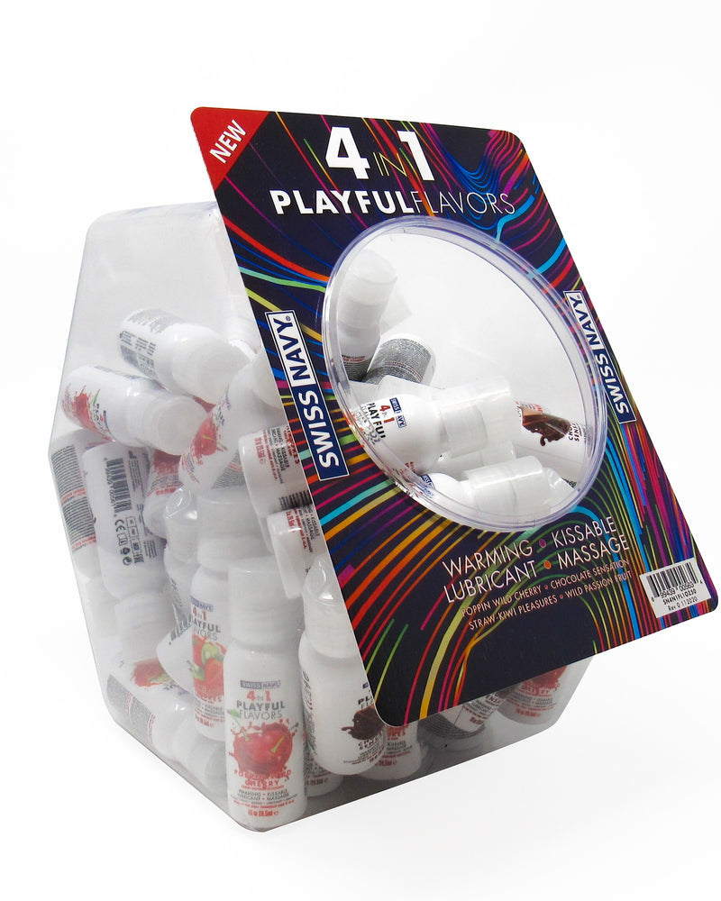 "Swiss Navy 4-in-1 Playful Flavors - 50 Count Bowl - Assorted Flavors - 1 Fl. Oz. Bottles MD-SN4N1AST50CT"
