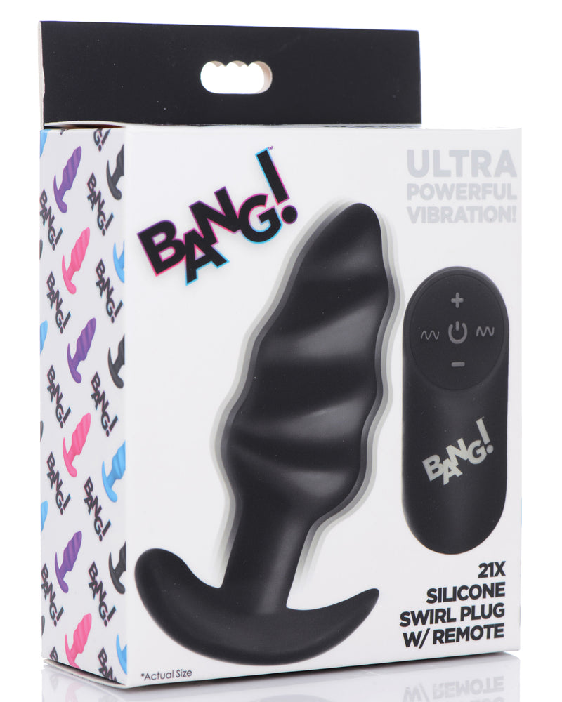 21x Silicone Swirl Plug With Remote -Black