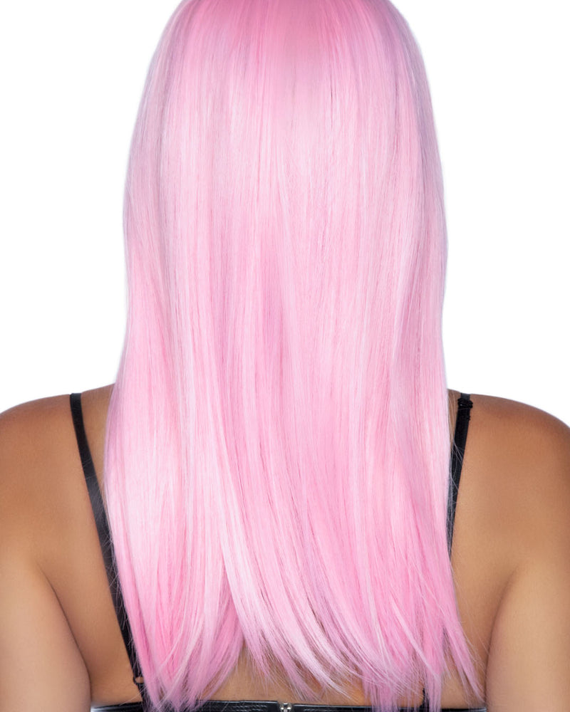24 Inch Long Straight Bang Wig Pink
