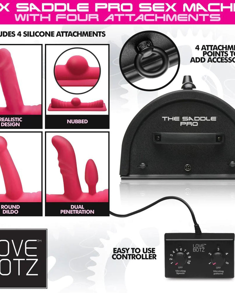 "Love Botz 50x Saddle Pro Sex Machine With 4 Attachments LB-AH057"