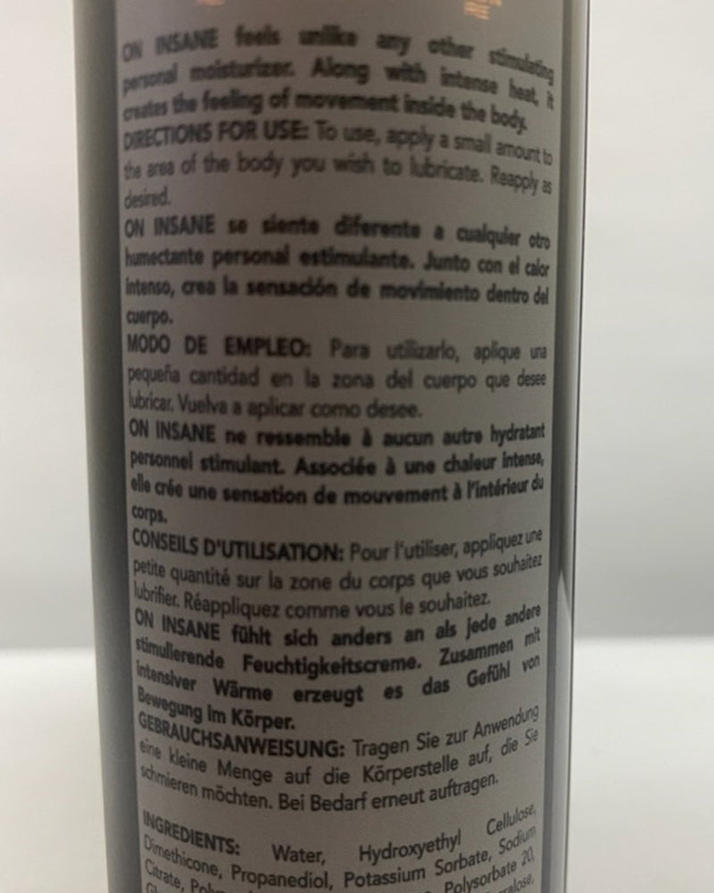 On Insane Ultra-Stimulating Personal Moisturizer - 4oz Original Unflavored -