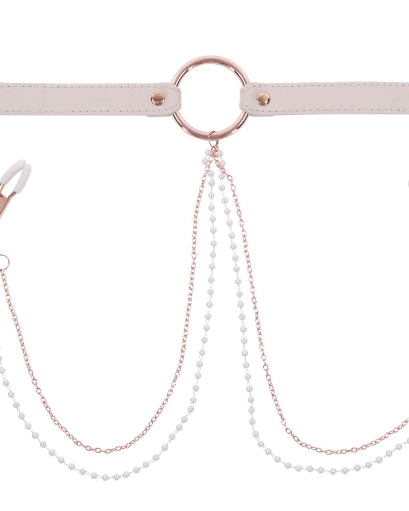 "Peaches N Creame Collar With Nipple Clamps - Pink SS09963"