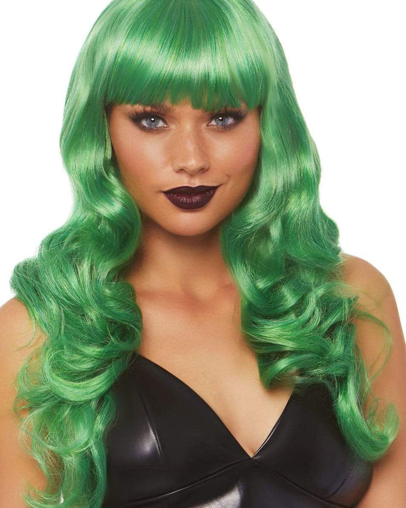 24 Inch Misfit Long Wavy Bang Wig - Green