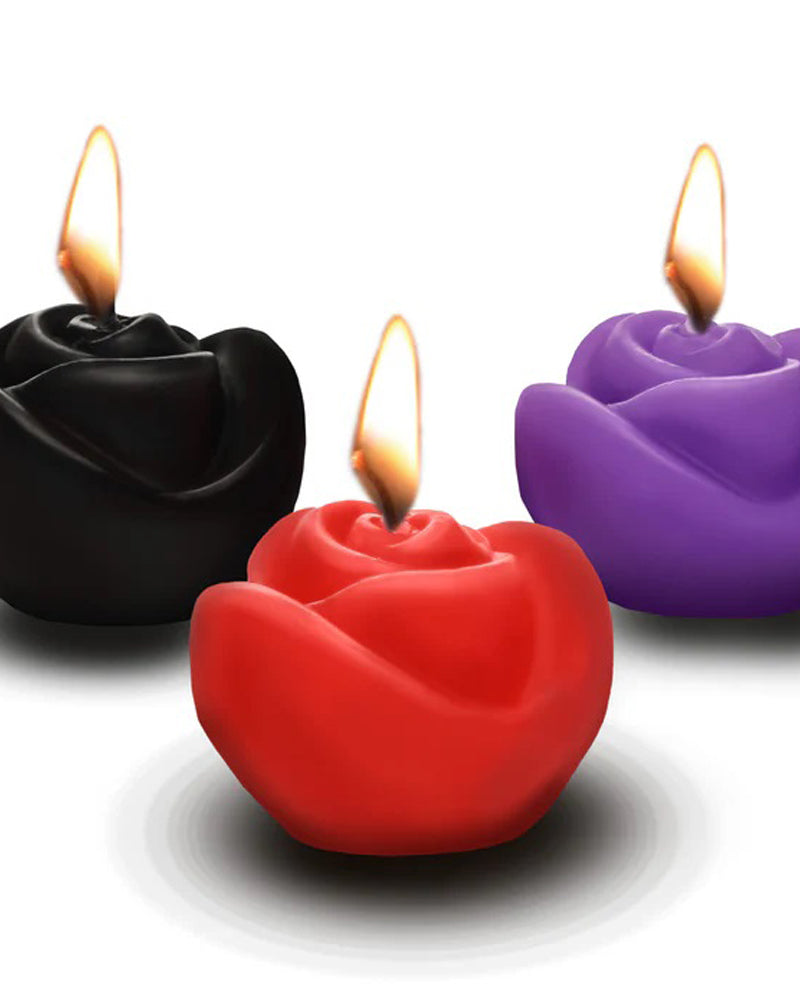 "Fire Garden 3pc Rose Candle Set - Black, Purple, Red MS-AH229"