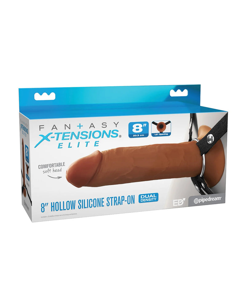 Fantasy X-Tensions Elite 8" Silicone Hollow Strap Dual Density - Brown