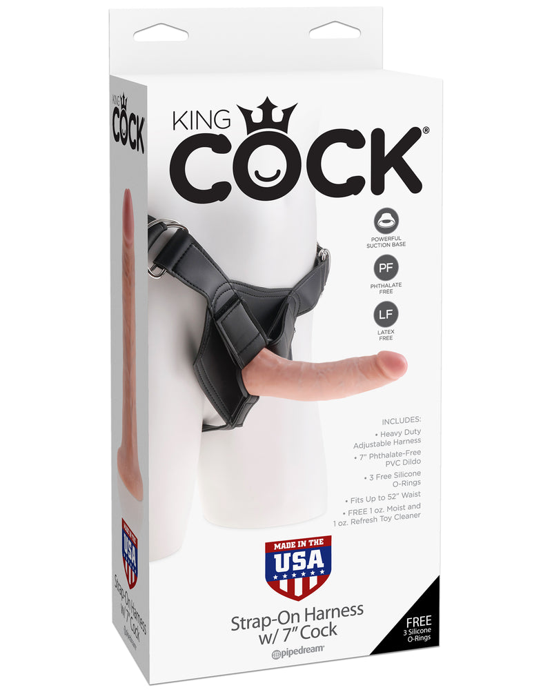 King Cock Strap on Harness With 7 Inch Cock - Flesh