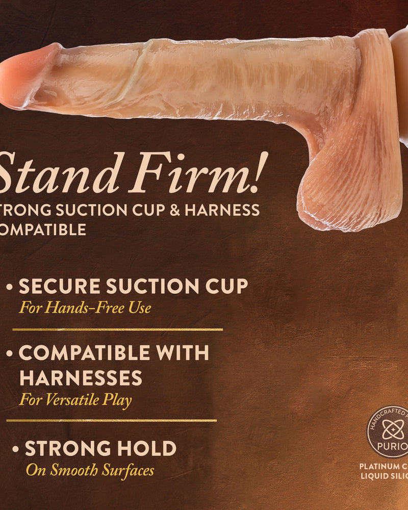 "Renaissance - Davinci - 8 Inch Sliding Foreskin Dildo With Squeezable Balls - Tan BL-32403"