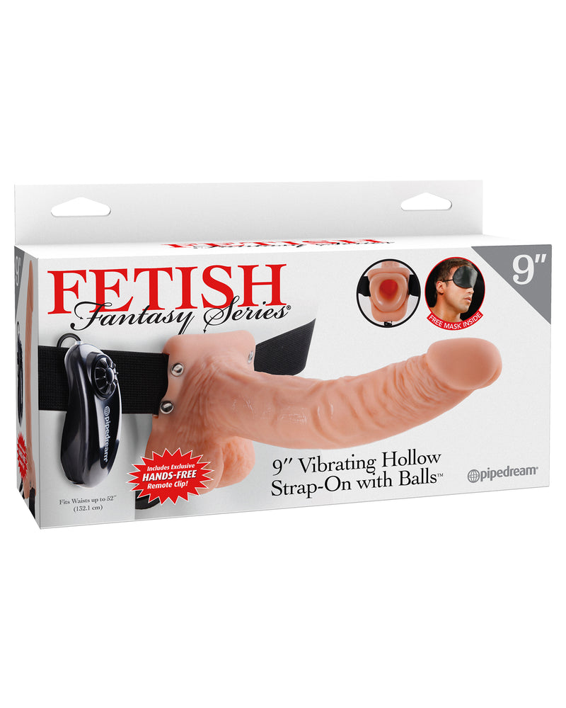 Fetish Fantasy Series 9 Inch Vibrating Hollow Strap-on With Balls - Flesh
