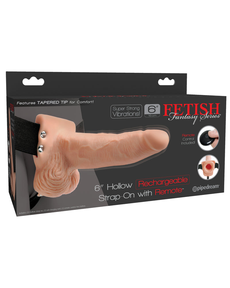 "Fetish Fantasy Series 6 Inch Hollow Rechargeable Strap-on With Remote - Flesh PD3395-21"